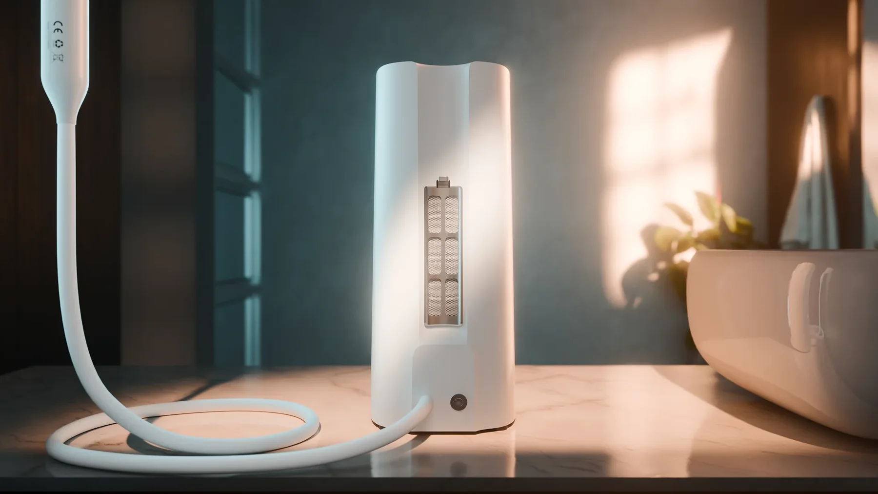 OCJOY device placed in a bathroom setting